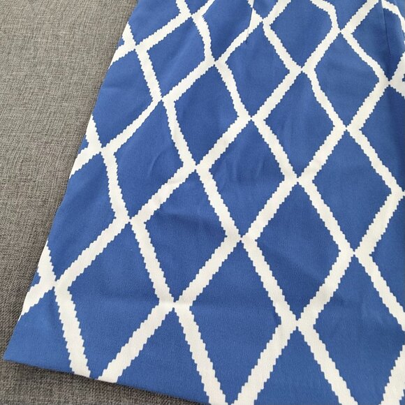 ALYX Sheath Dress Geometric Blue & White Sleeveless Boat Neck Size 8 Work Office - Picture 5 of 14